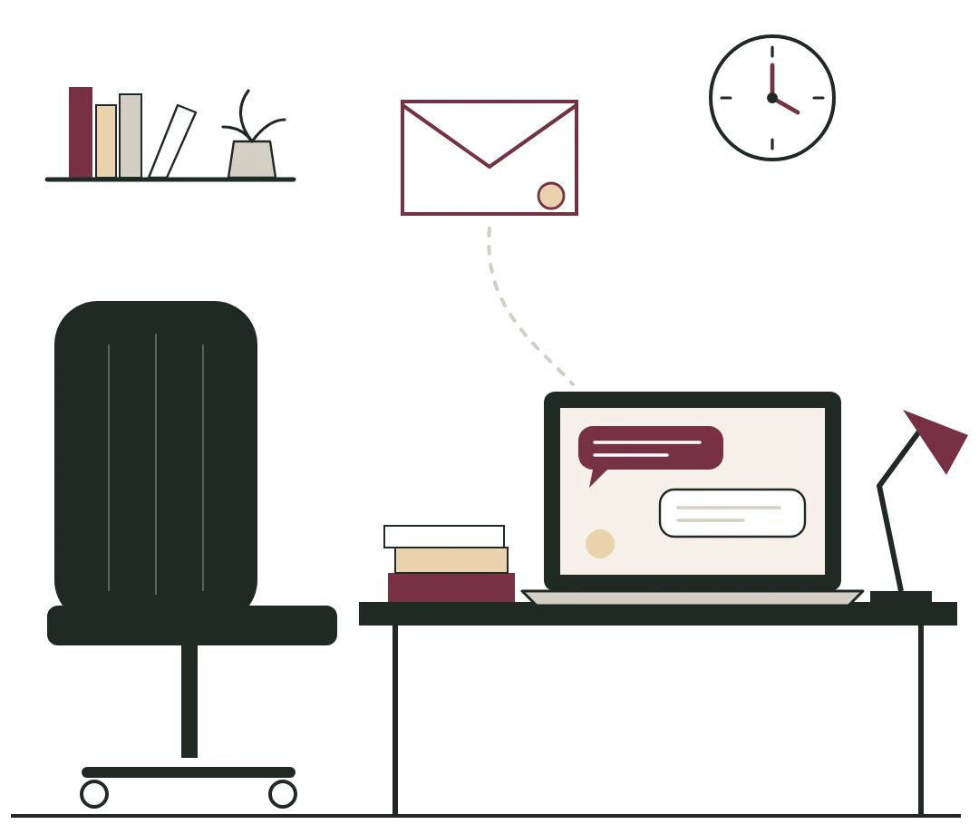 Consulta a abogados en Madrid · Aguado Abogados Consulta a abogados en Madrid: despacho con portátil preparado para la videollamada con el cliente